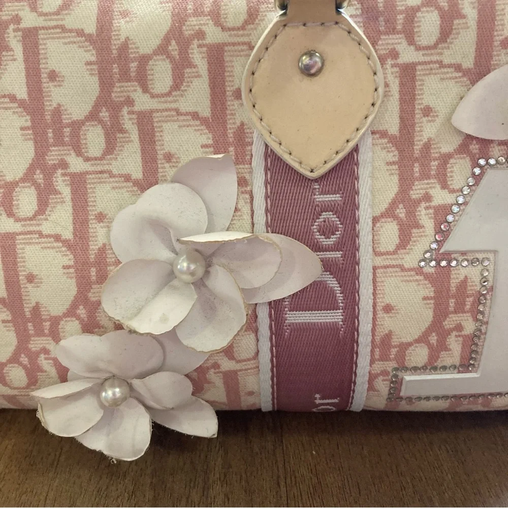 Christian Dior Pink Trotter Mini Boston Floral Embellished Galliano Era